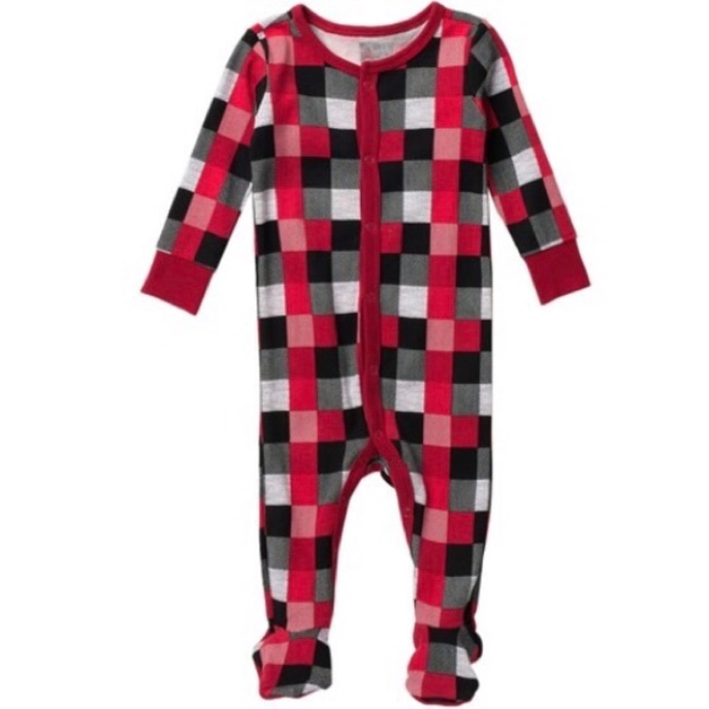 Pajamas Sleeper Red and Black Buffalo Check Checkered Plaid 6m